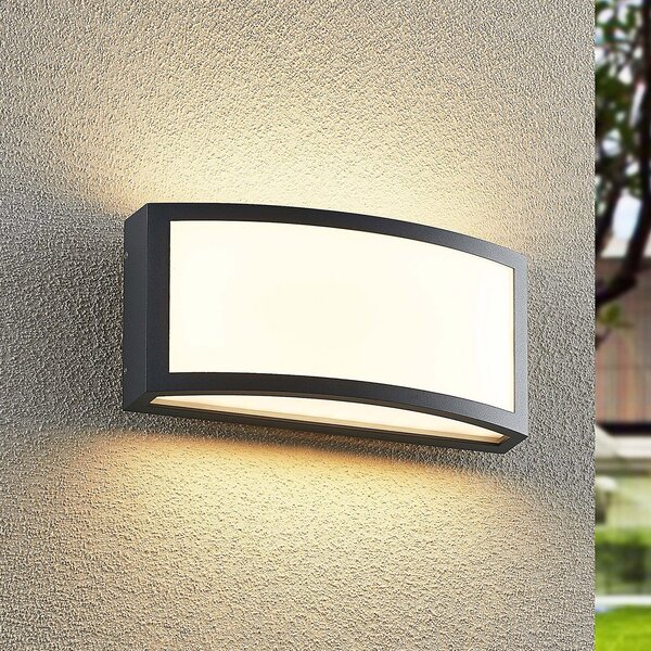 Lindby Jakari LED vanjska zidna svjetiljka, četvrtasta, bijela, Crno, Metal