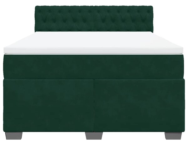 Krevet s oprugama i madracem tamnozeleni 140x190 cm baršunasti - Zelena / 140 x 190 cm