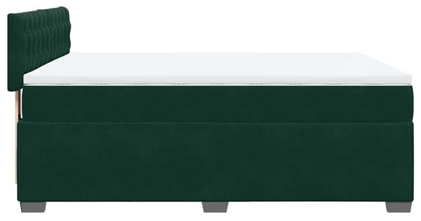 Krevet s oprugama i madracem tamnozeleni 140x190 cm baršunasti - Zelena / 140 x 190 cm
