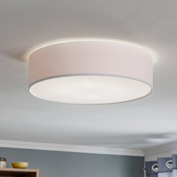 TK Lighting Stropna svjetiljka Rondo, bijela, Ø 50 cm, prigušiva, Bijela, spavaća soba, Tkanina / tekstil