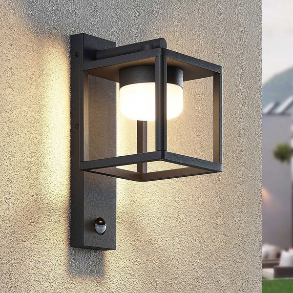 Lucande vanjska zidna svjetiljka Timio, downlight, senzor, GX53, IP44, prigušiva, Sivo, Aluminij