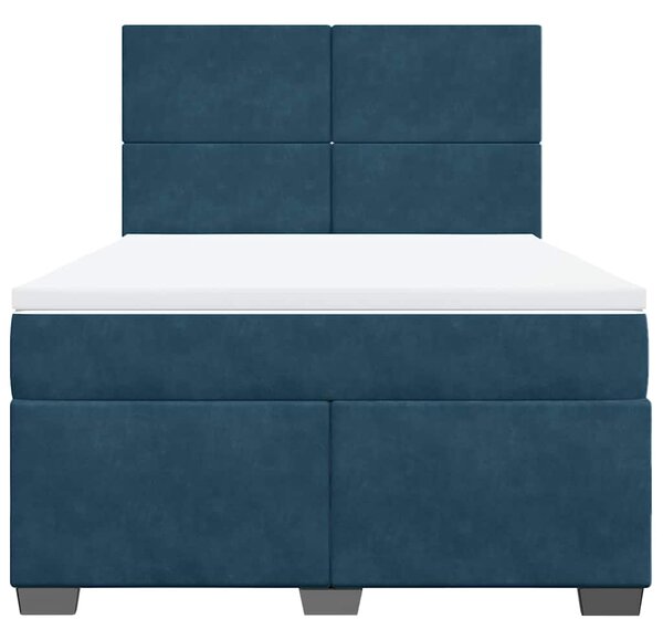 Krevet s oprugama i madracem plavi 140x190 cm baršunasti - Plava / 140 x 190 cm