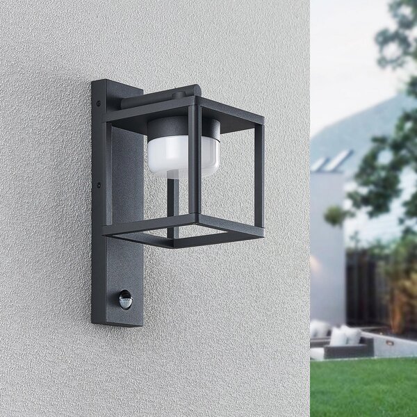 Lucande vanjska zidna svjetiljka Timio, downlight, senzor, GX53, IP44, prigušiva, Sivo, Aluminij