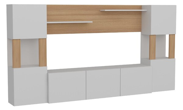 Set za dnevni boravak Loreena (bijela + teak)