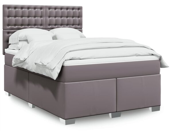 Krevet s oprugama i madracem sivi 140x190 cm od umjetne kože - Siva / 140 x 190 cm