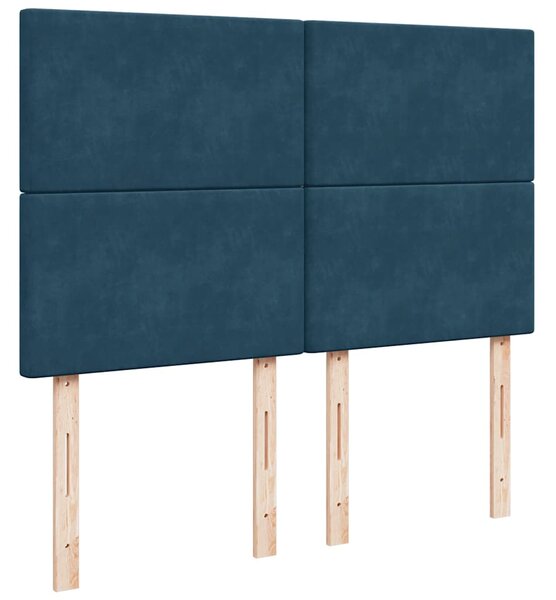 Krevet s oprugama i madracem plavi 140x190 cm baršunasti - Plava / 140 x 190 cm