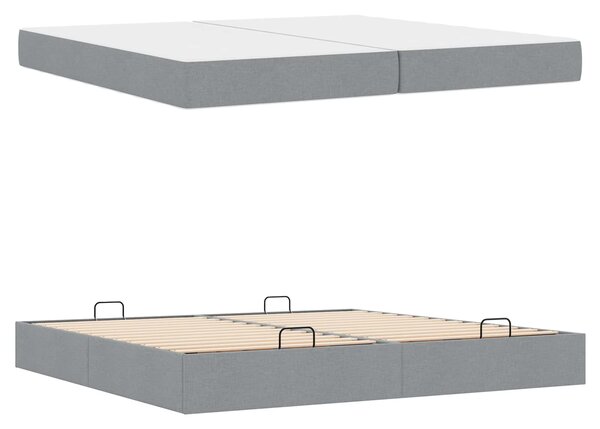 Okvir kreveta s madracem s madracem 2 pcs Svjetlosiva tkanina - Svjetlosiva / 200 x 200 cm