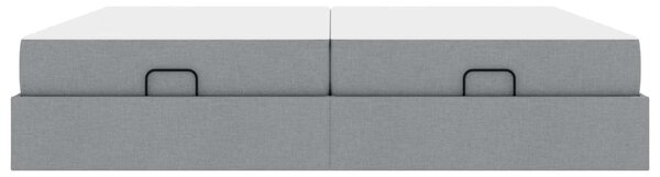 Okvir kreveta s madracem s madracem 2 pcs Svjetlosiva tkanina - Svjetlosiva / 200 x 200 cm