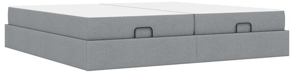 Okvir kreveta s madracem s madracem 2 pcs Svjetlosiva tkanina - Svjetlosiva / 200 x 200 cm