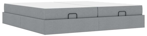 Okvir kreveta s madracem s madracem 2 pcs Svjetlosiva tkanina - Svjetlosiva / 200 x 200 cm