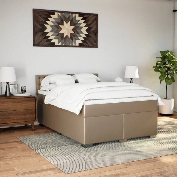Krevet s oprugama i madrac cappuccino 140x190cm od umjetne kože - Smeđa / 140 x 190 cm