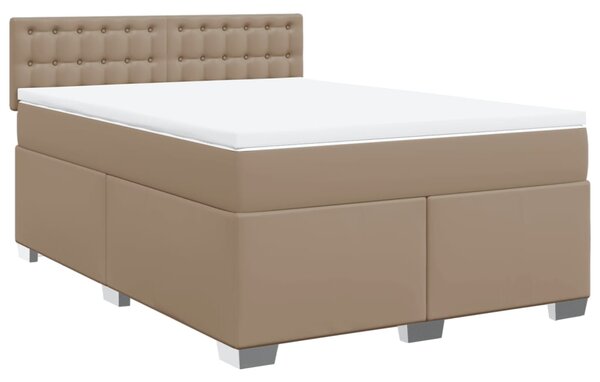 Krevet s oprugama i madrac cappuccino 140x190cm od umjetne kože - Smeđa / 140 x 190 cm