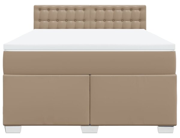 Krevet s oprugama i madrac cappuccino 140x190cm od umjetne kože - Smeđa / 140 x 190 cm