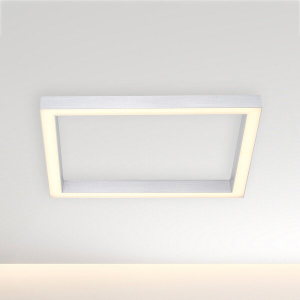 PURE LED stropna svjetiljka Lines, 55 x cm, srebrna, CCT, daljinsko, prigušiva, Metalik, Dnevni boravak/blagovaonica, Metal
