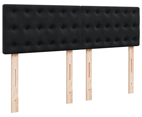 Krevet s oprugama i madracem crni 140 x 190 cm baršunasti - Crna / 140 x 190 cm