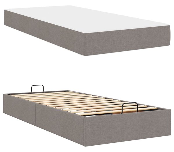 Okvir kreveta s madracem 2 pcs Sivo-smeđa tkanina - Smeđesiva / 80 x 200 cm