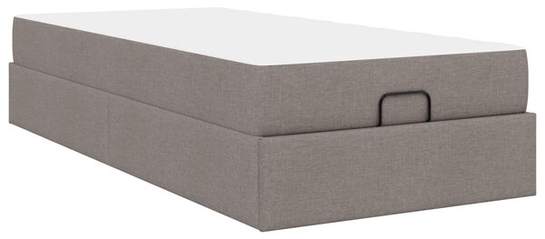 Okvir kreveta s madracem 2 pcs Sivo-smeđa tkanina - Smeđesiva / 80 x 200 cm