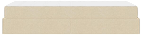 Okvir kreveta s madracem 2 pcs Krema tkanina - Krem / 80 x 200 cm