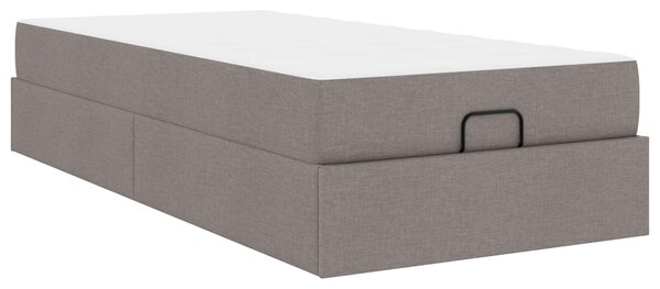Okvir kreveta s madracem 2 pcs Sivo-smeđa tkanina - Smeđesiva / 80 x 200 cm