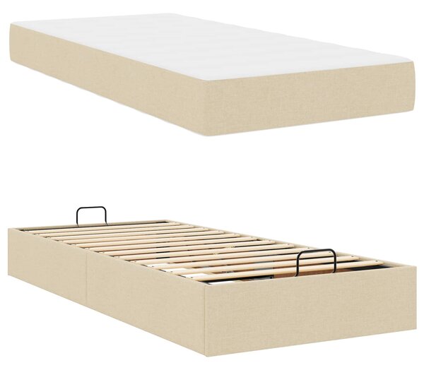 Okvir kreveta s madracem 2 pcs Krema tkanina - Krem / 80 x 200 cm