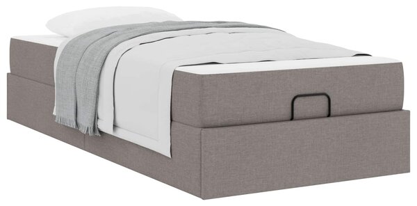 Okvir kreveta s madracem 2 pcs Sivo-smeđa tkanina - Smeđesiva / 80 x 200 cm