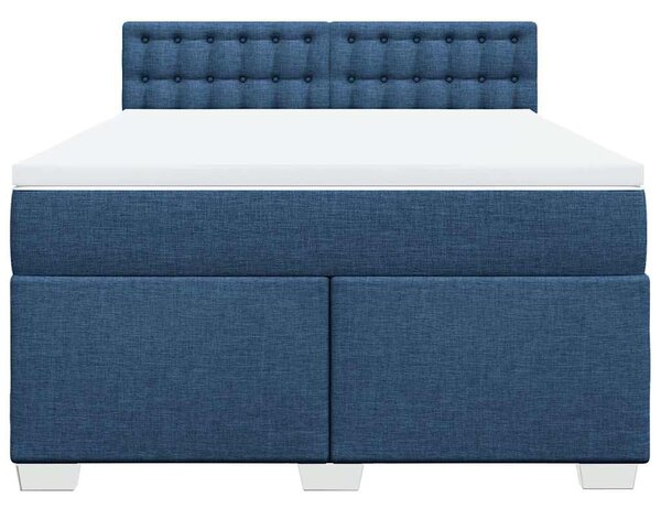 Krevet s oprugama i madracem plavi 140 x 190 cm od tkanine - Plava / 140 x 190 cm