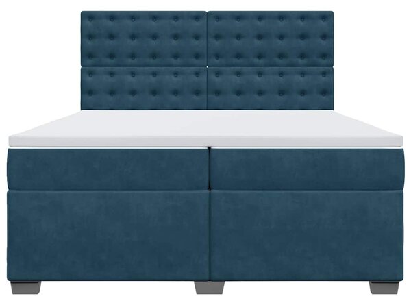 Krevet s oprugama i madracem plavi 200x200 cm baršunasti - Plava / 200 x 200 cm
