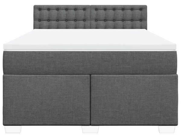 Krevet s oprugama i madracem tamnosivi 140x190 cm od tkanine - Siva / 140 x 190 cm