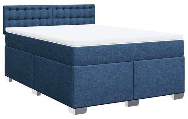 Krevet s oprugama i madracem plavi 140 x 190 cm od tkanine - Plava / 140 x 190 cm