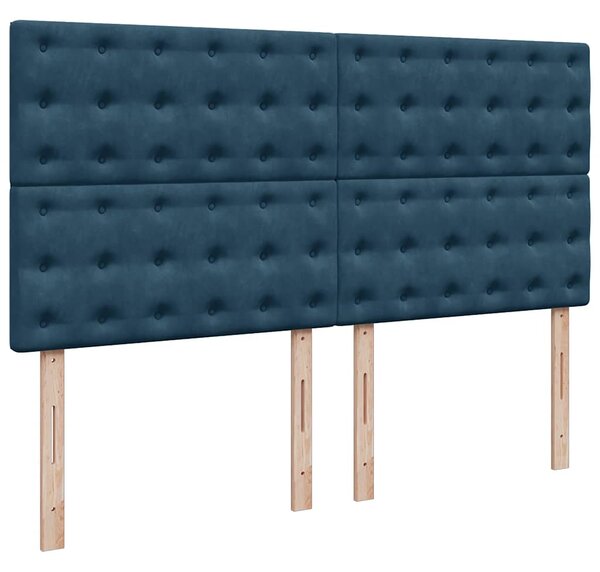 Krevet s oprugama i madracem plavi 200x200 cm baršunasti - Plava / 200 x 200 cm