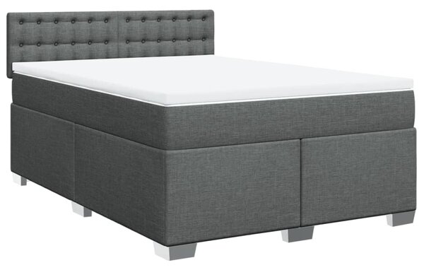 Krevet s oprugama i madracem tamnosivi 140x190 cm od tkanine - Siva / 140 x 190 cm