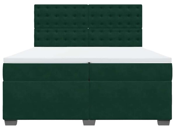 Krevet s oprugama i madracem tamnozeleni 200x200 cm baršunasti - Zelena / 200 x 200 cm