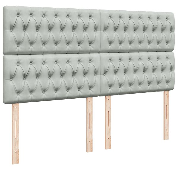 Krevet s oprugama i madracem svjetlosivi 200x200 cm baršunasti - Siva / 200 x 200 cm