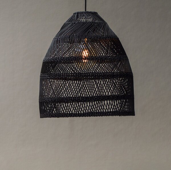 PR Home viseća lampa Maja, ratan, crna, Ø 45 cm