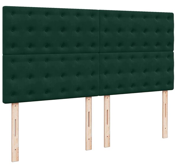 Krevet s oprugama i madracem tamnozeleni 200x200 cm baršunasti - Zelena / 200 x 200 cm