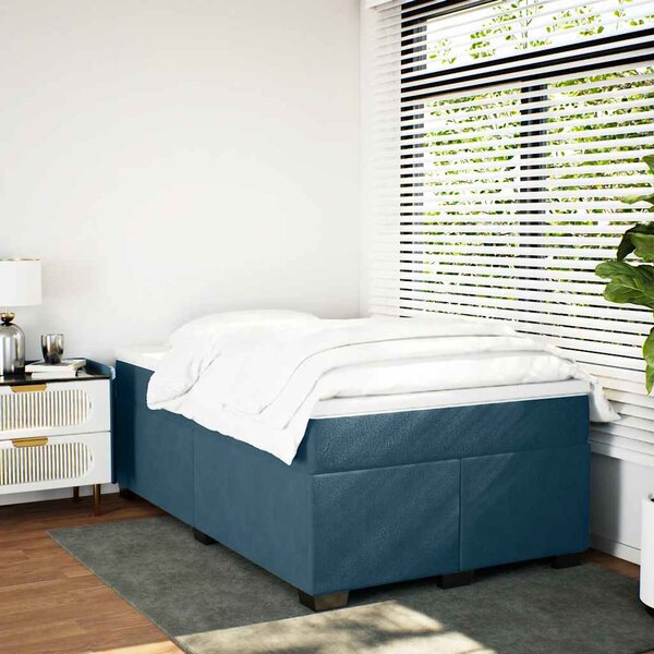 Box spring krevet s madracem tamnoplavi 120 x 200 cm baršunasti - Plava / 120 x 200 cm