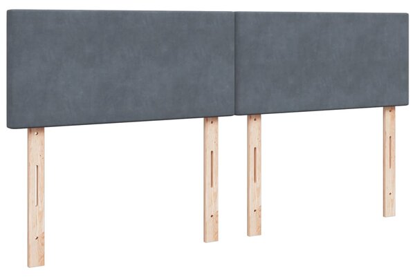 Krevet s oprugama i madracem tamnosivi 200x200 cm baršunasti - Siva / 200 x 200 cm