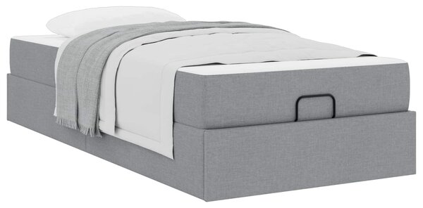 Okvir kreveta s madracem 2 pcs Svjetlosiva tkanina - Svjetlosiva / 80 x 200 cm