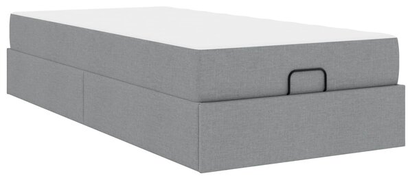 Okvir kreveta s madracem 2 pcs Svjetlosiva tkanina - Svjetlosiva / 80 x 200 cm