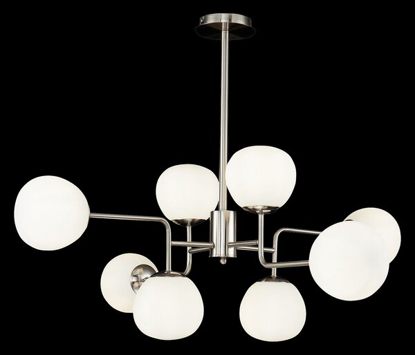Maytoni viseća lampa Erich, boja nikla, staklo/metal, 8 žarulja., prigušiva, Metalik, Dnevni boravak/blagovaonica, Metal, Metak