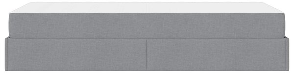 Okvir kreveta s madracem 2 pcs Svjetlosiva tkanina - Svjetlosiva / 80 x 200 cm