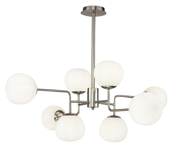 Maytoni viseća lampa Erich, boja nikla, staklo/metal, 8 žarulja., prigušiva, Metalik, Dnevni boravak/blagovaonica, Metal, Metak