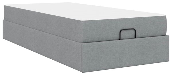 Okvir kreveta s madracem 2 pcs Svjetlosiva tkanina - Svjetlosiva / 80 x 200 cm