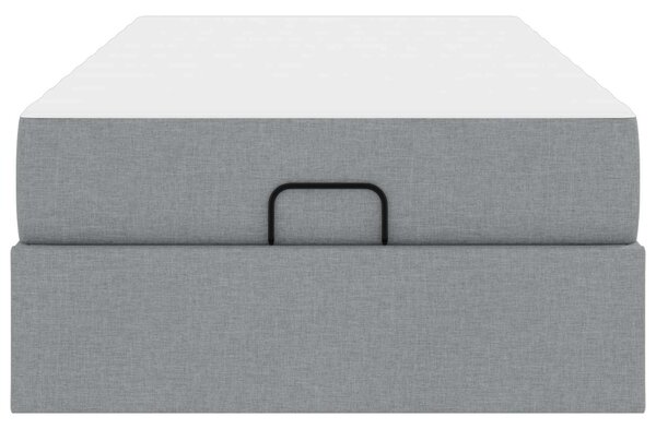 Okvir kreveta s madracem 2 pcs Svjetlosiva tkanina - Svjetlosiva / 80 x 200 cm