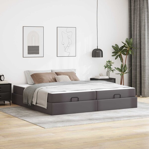 Okvir kreveta s madracem s madracem 2 pcs Siva PVC - Siva / 200 x 200 cm