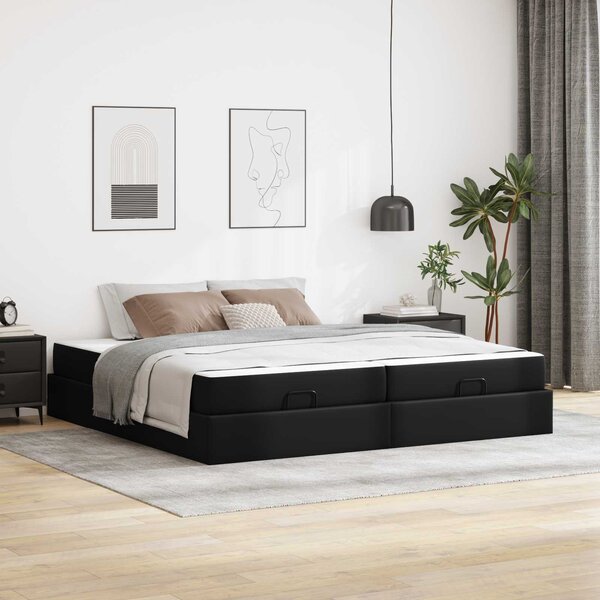 Okvir kreveta s madracem s madracem 2 pcs Crna PVC - Crna / 200 x 200 cm