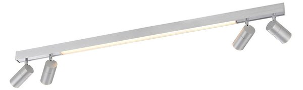 PURE LED stropna svjetiljka Lines, 120 cm, srebrna, daljinski upravljač, prigušiva, Sivo, Dnevni boravak/blagovaonica, Metal