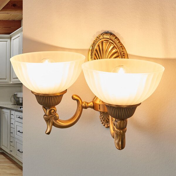 ORION Rocca zidna svjetiljka u bronci, 2 lampe, prigušiva, Bronca / stari mesing, Dnevni boravak/blagovaonica, Metal