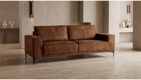 Konjak smeđa sofa od imitacije kože 224 cm Copenhagen – Scandic