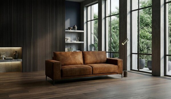 Konjak smeđa sofa od imitacije kože 224 cm Copenhagen – Scandic